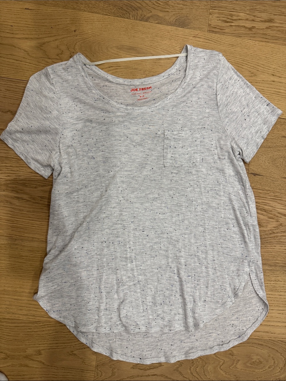 Joe Fresh Light Heather Gray Speckled Short Sleeve Pocket Tee